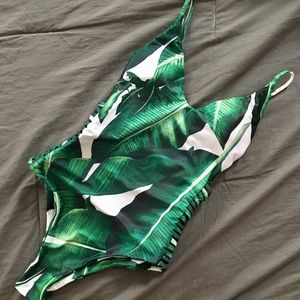 Tropical one piece bikini